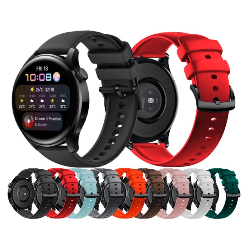 Rubber 22Mm Watch Strap Official Style Silicone Belt Black Buckle Watch Band for Huawei Watch 3 46Mm / Pro 48Mm Watchband
