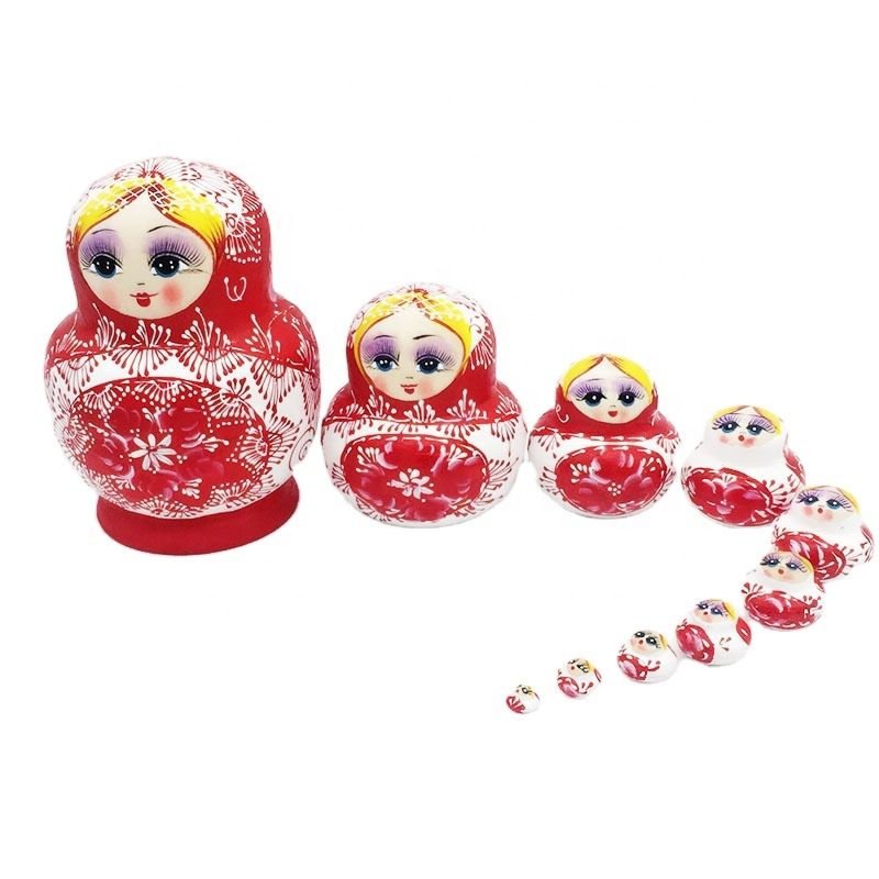 Russian Matryoshka Nesting Dolls for Kids Seller Dolls 10Pcs Flower Hand Painted Wooden Toys Birthday Gifts
