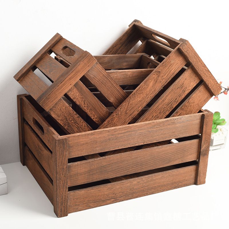 Rustic Wood Nesting Wooden Crates Box