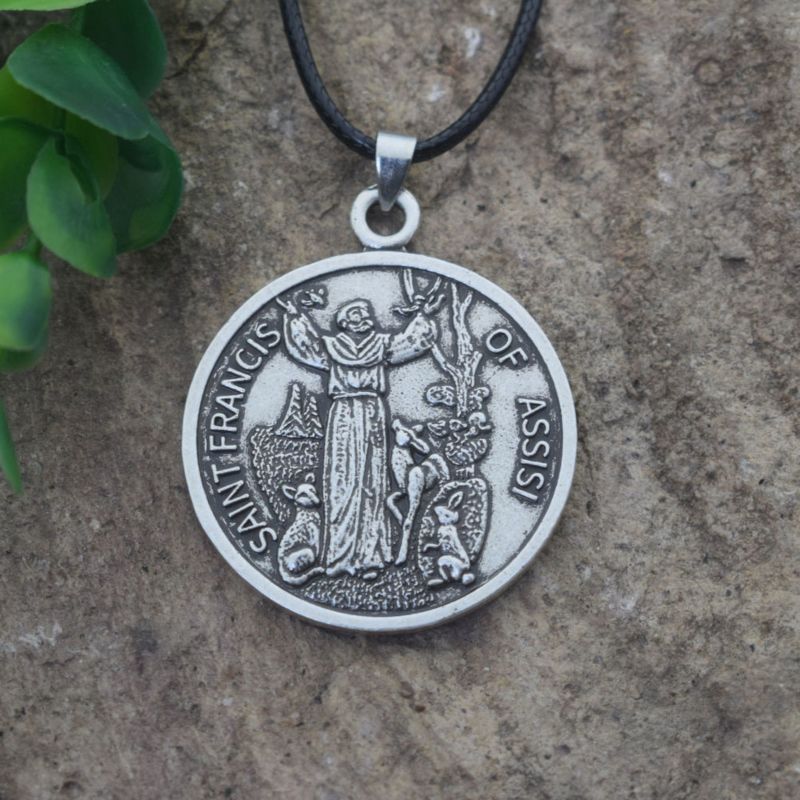 Saint Francis of Assisi Pet Animals Pendant Necklace Catholic Pray Jewelry