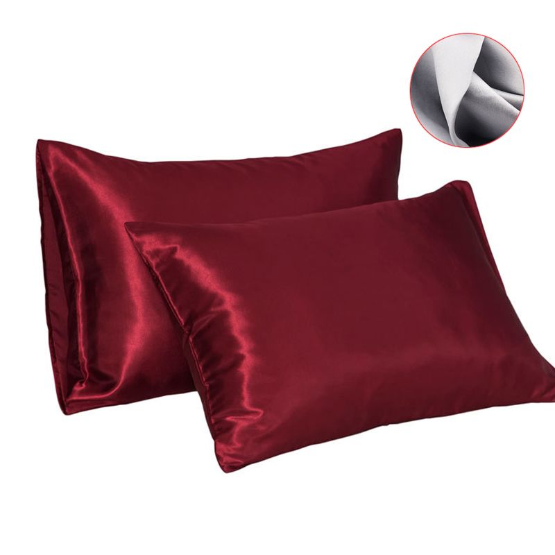 Satin Pillowcase for Hair and Skin Slip Cooling Satin Pillow Covers with Envelope Closure 2 Pack Silk Pillow Case