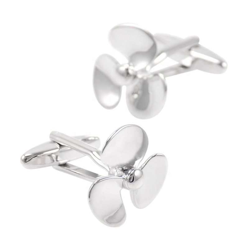 Savoyshi Cufflinks for Mens Suit Shirt Cuff Silver Propeller Blade Shape Cuff Links Gift Jewelry