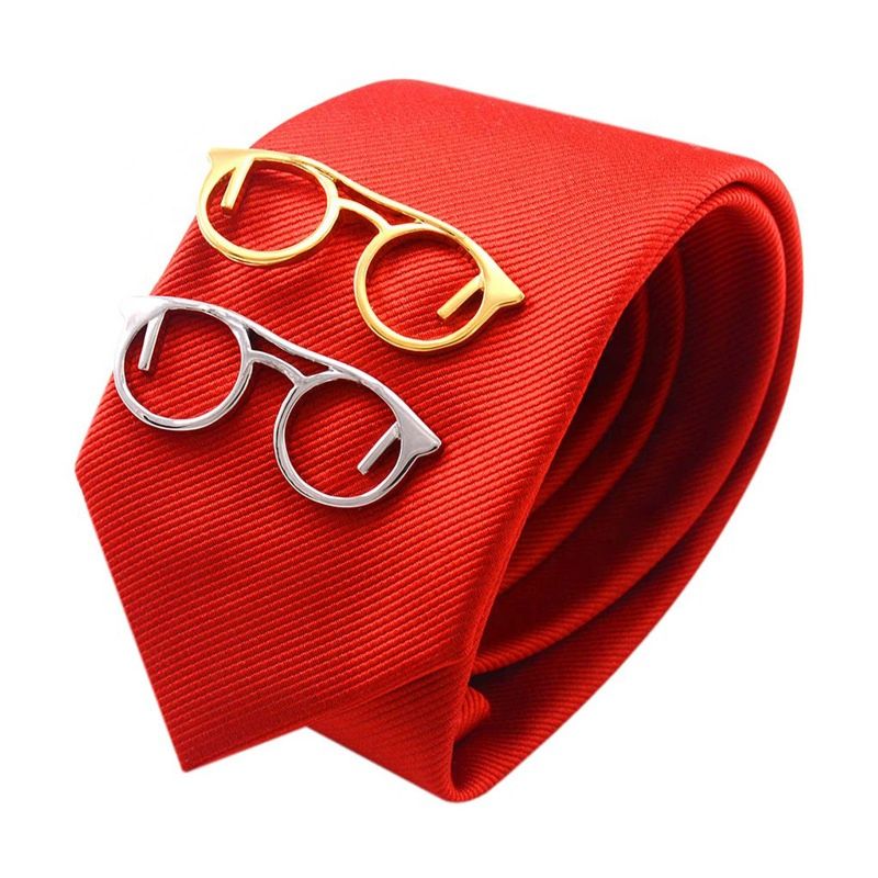 Savoyshi Glasses Design Tie Clips for Men Necktie Tie Bar Clasp Tie Pin Special Mens Gift Free Carving Name