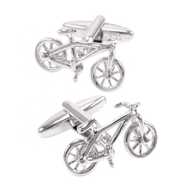 Savoyshi Novelty Bike Cufflinks for Mens Suit Shirt Cuffs Silver Bicycle Model Cuff Links Male Gift Jewelry