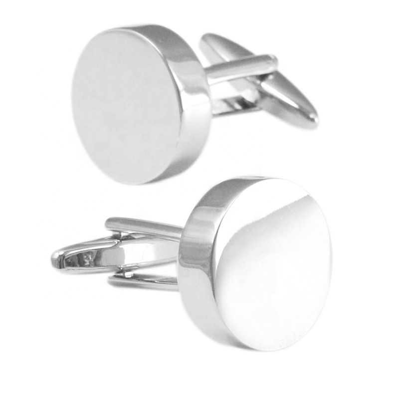 Savoyshi Simple Plain Metal Silver Cufflinks for Mens