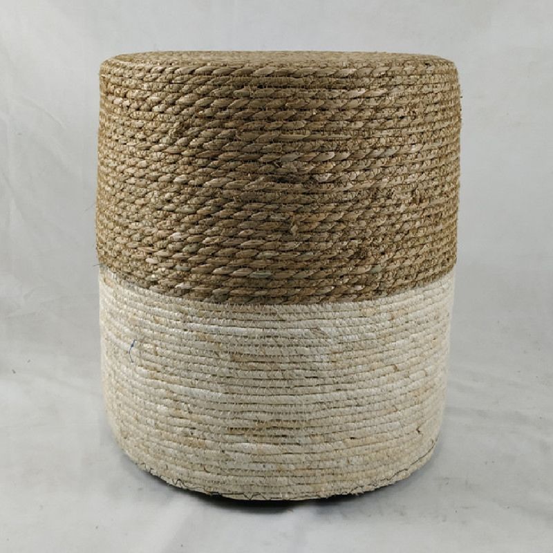 Seagrass and Corn Husk Pouf Ottoman