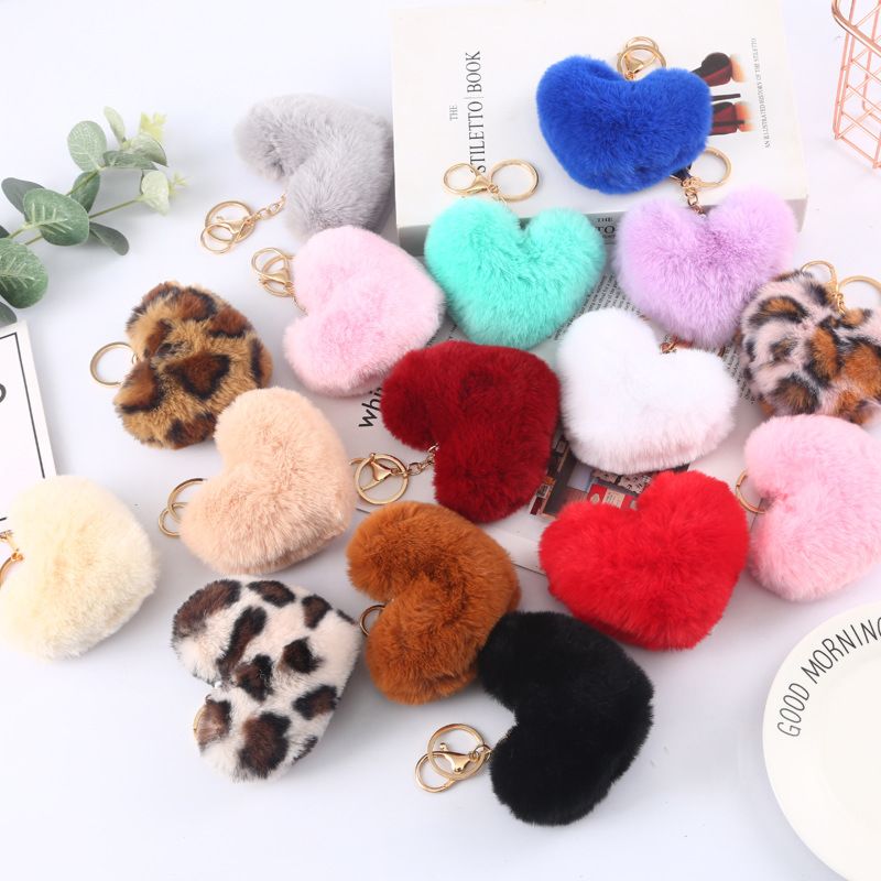 Sell Cheer Heart Key Chain Fluffy Keychain Pompom Tassel Pompom Ball Pom Pom Keychain