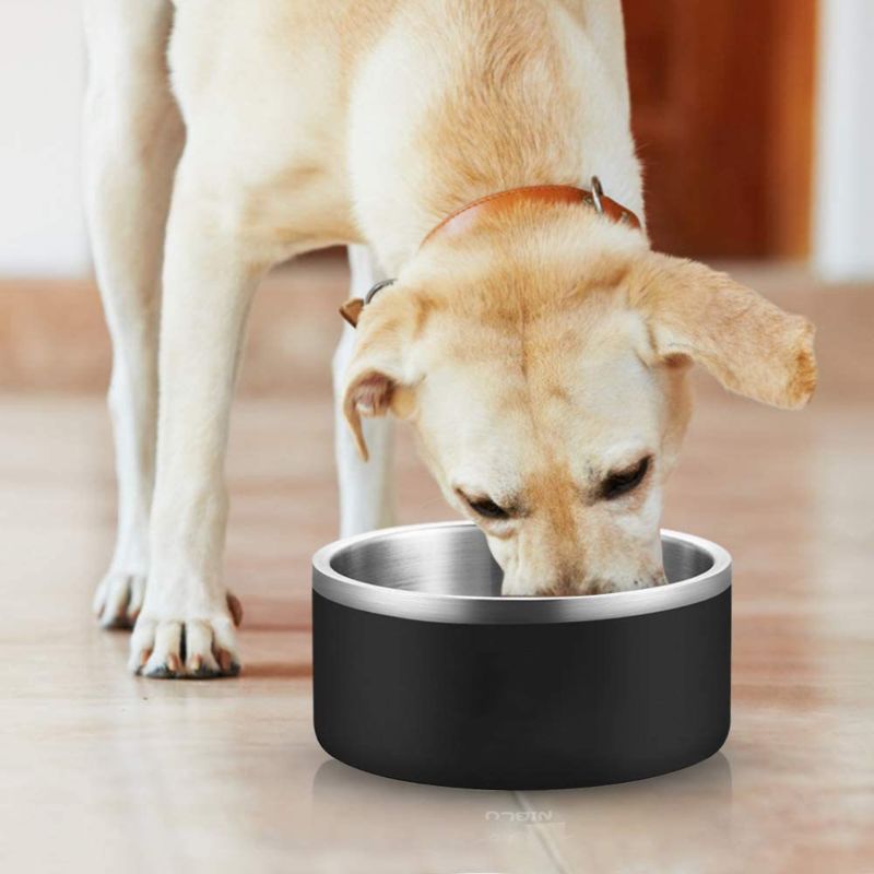 Sell Dog Food Bowl Double Wall Pet Food Feeding Stainless Steel Dog Bowl Anti-Slip Power Coated 9 Color in Stock