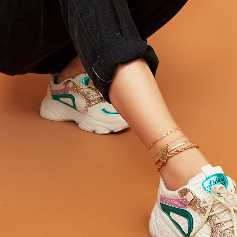 Sell Snake Bone Hip Hop 18K Gold Plated Queen Pendant Geometric Handmade Anklet