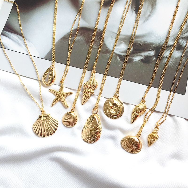 Shangjie Collier Collares De Oro 45Cm 6G Seashell Necklace Gold Chain Boho Jewelry Gold Shell Necklaces