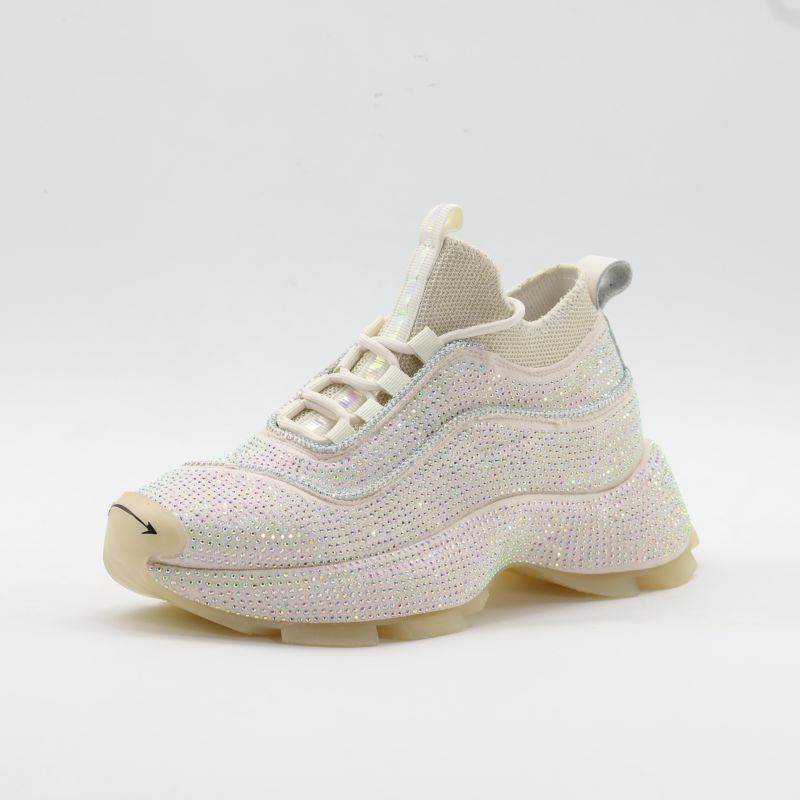 Shining Rhinestone Shoes Leather Casual Shoes Sneakers for Women