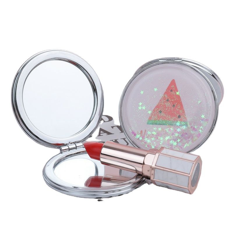 Shiny Crystal Liquid Quicksand Fruit Watermelon Mirror Starry Card Catcher Blueberry Strawberry Maiden Series Pocket Mirror