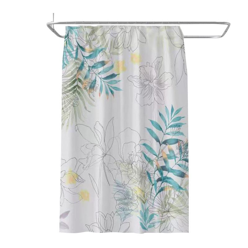 Shower Curtain Fabric 3D Digital Printed Green Shower Curtain