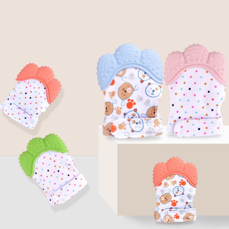 Silicone Baby Teether Molar Anti-Bite Hand Safety Gloves Free Chewing Children's Voice Toy