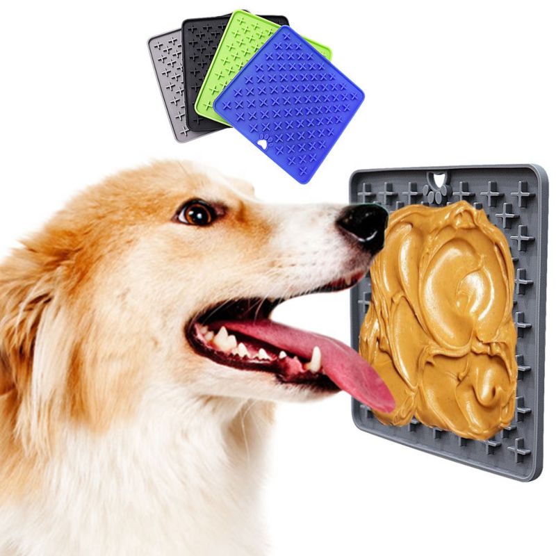 Silicone Dog Slow Food Mat Lick Mat Peanut Butter Lick Pad with Strong Suction to Wall
