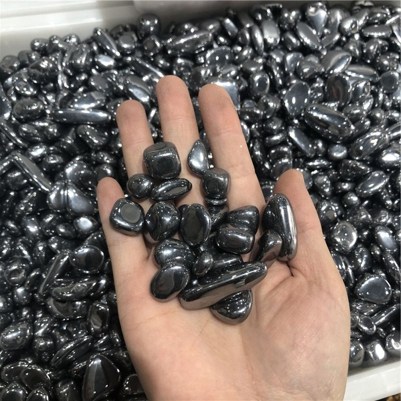 Silver Black Stones Gravel Terahertz Tumbled Stone Shungite Chips for Home Decoration
