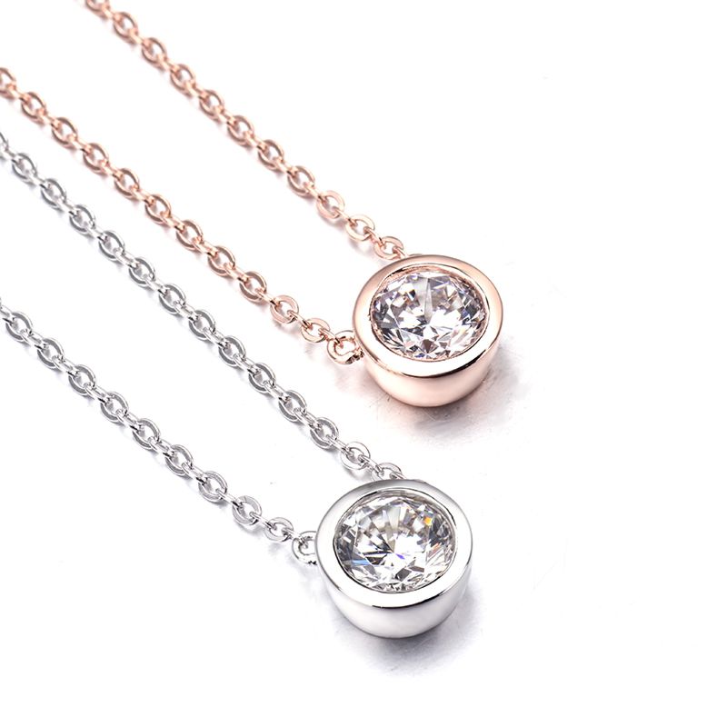 Silver Jewelry 6.5Mm round Shape Diamond 925 Silver Cubic Zirconia Necklace