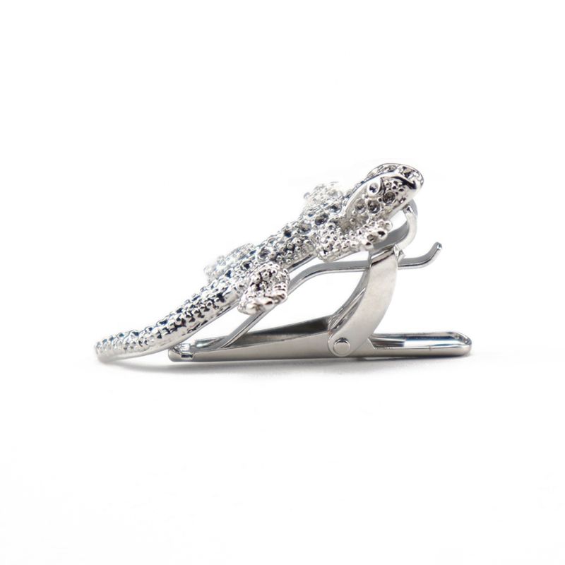 Silver Luster Lizard Copper Men Necktie Bar Animal Design Tie Clips