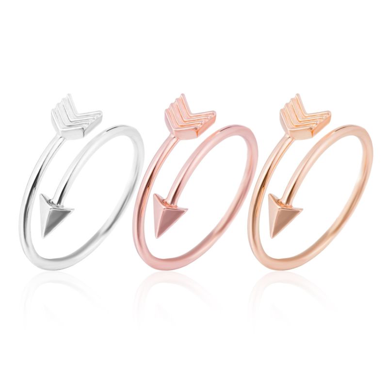 Silver Plated Arrow Adjustable Rings for Women Punk Geometric Open Finger Ring Cute Wedding Jewelry Gift (Kr151)