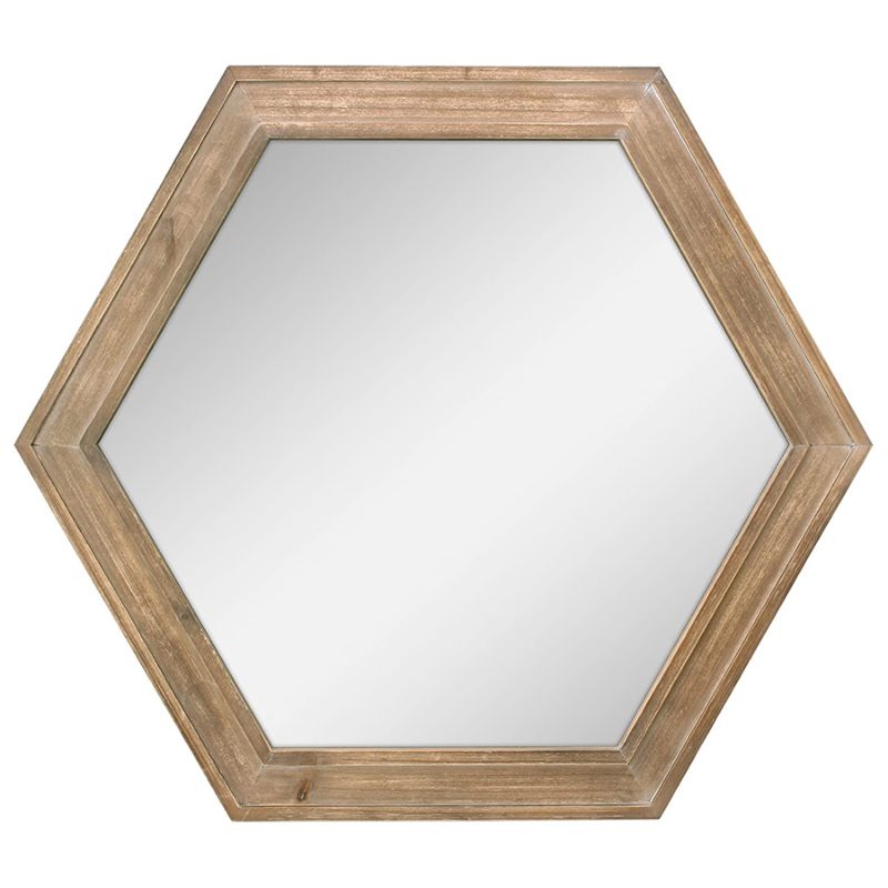 Simply Hangs Geometrical Hexagon Woodframe Wall Mirror to Make up for the Family Mirror