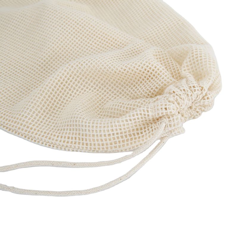 Small Eco-Friendly Foldable Natural Color Shopping Double Stitched Seamed Organ Cotton Produce Bag for Fruit and Vegetable