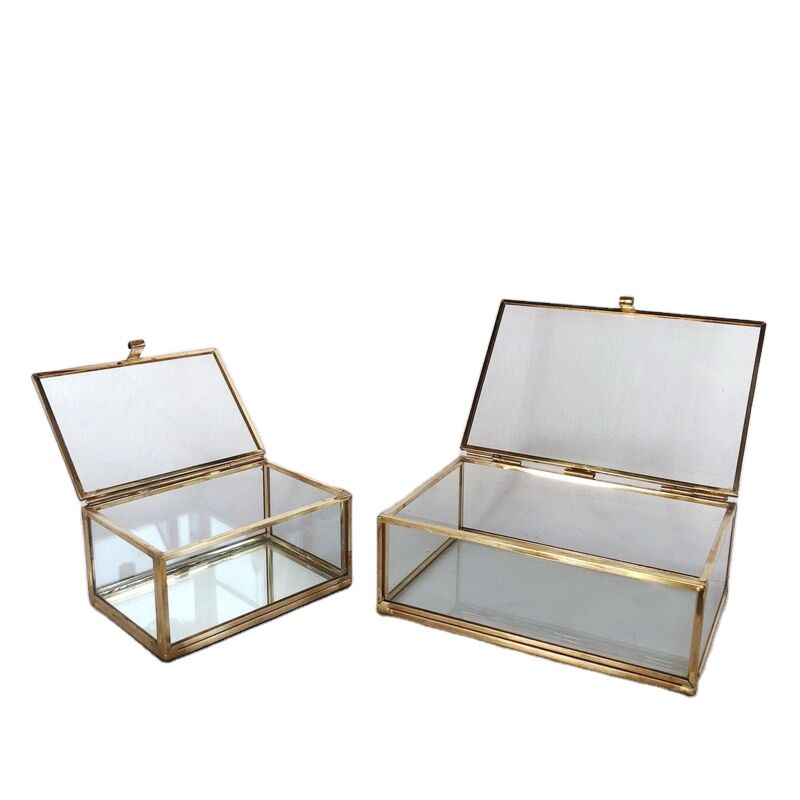Small Glass Box Design Small Gold Jewelry Ring Box Accessories Jewellery Box Glass for Collections
