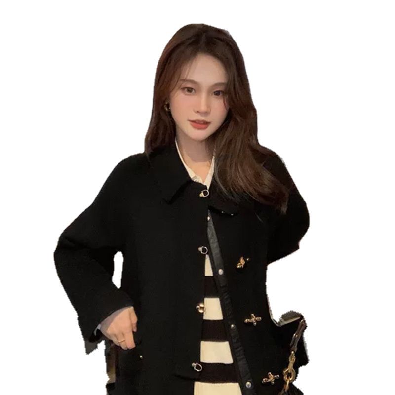 Small Woman 2-Color Double-Sided Tweed Korean Coat Autumn And
