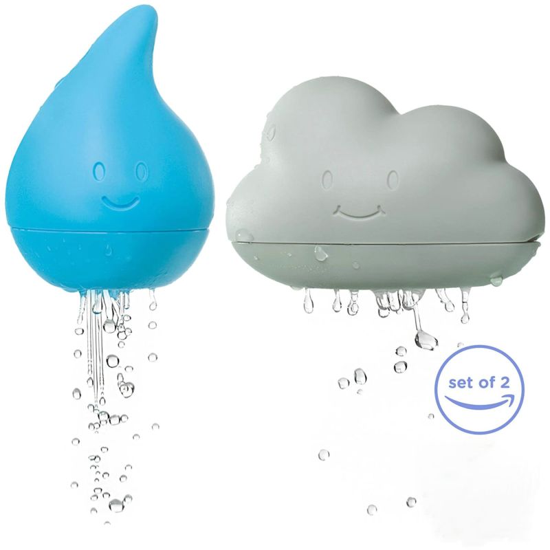 Soft Cloud and Droplet Silicone Bath Toys for Toddlers, Washable Cleanable Silicone Bath Toys in the Tub, Silicone Bath Tub Toys