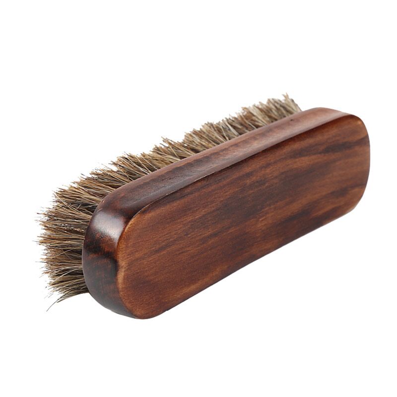 Soft Horsehair Bristles Horsehair Wood Handle Comfortable Grip Shoe Shine Brush Shoe Cleaning for Shoes Boots Other Leather Care
