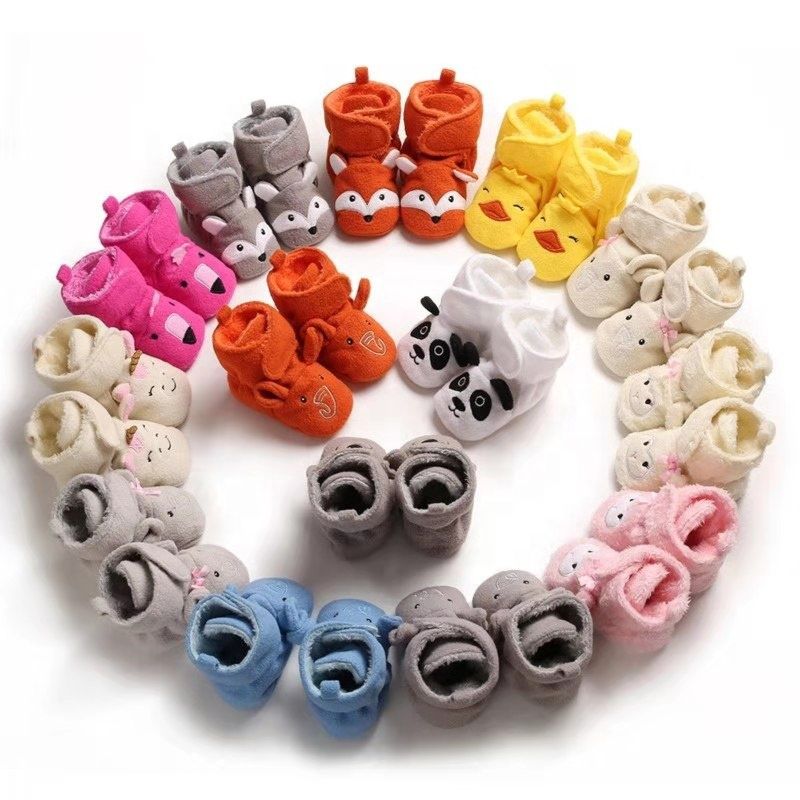 Soft Soled Toddler Cute Animal Cartoon Fleece Boot Newborn Baby Socks Booties