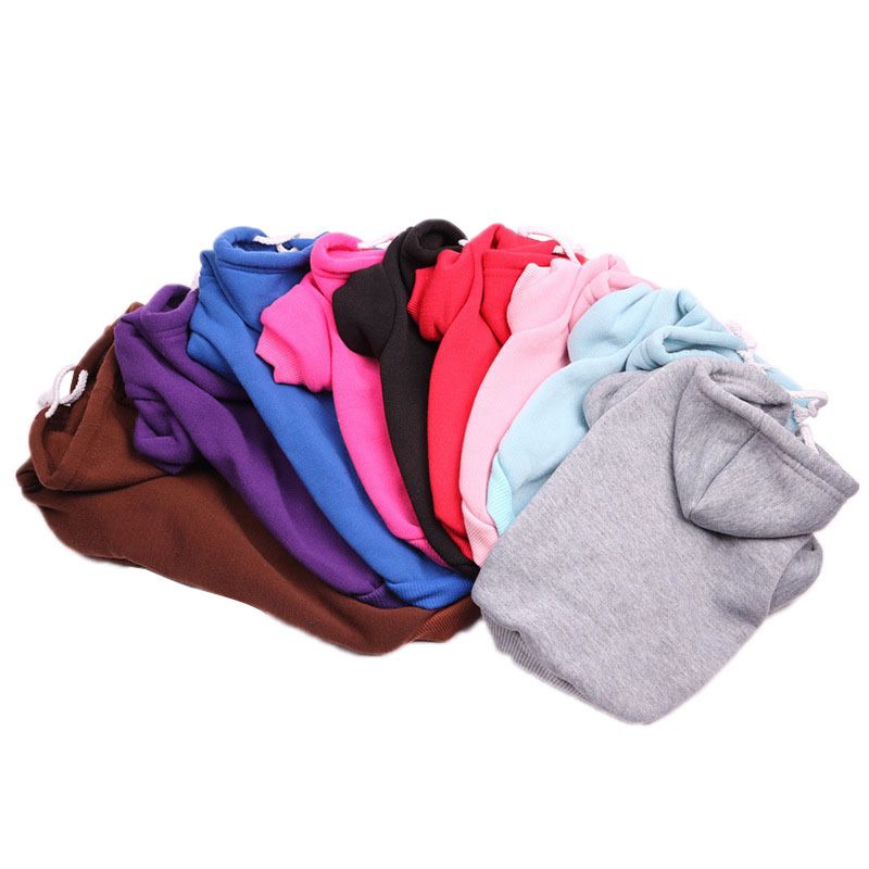 Soft Windproof Warm Small Big Dog Clothes with Leash Hole Autumn Spring Sweater Red Blank Hoodies Clothing for Pet Cats