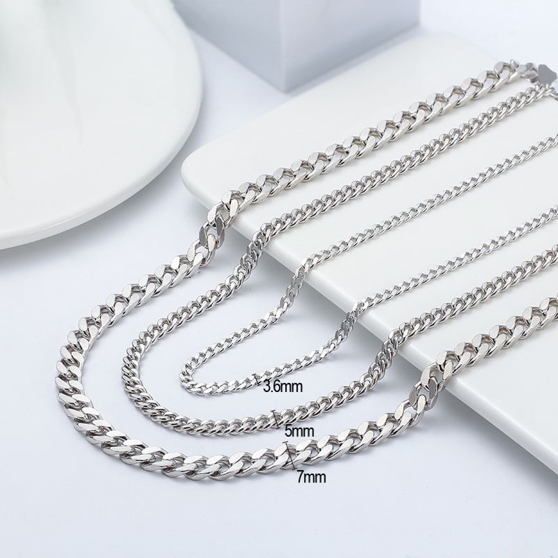 Solid 925 Sterling Silver Italian 3.6Mm 5Mm 7Mm Diamond Cut Cuban Link Curb Chain Necklace for Men Women 16 18 22 Inch