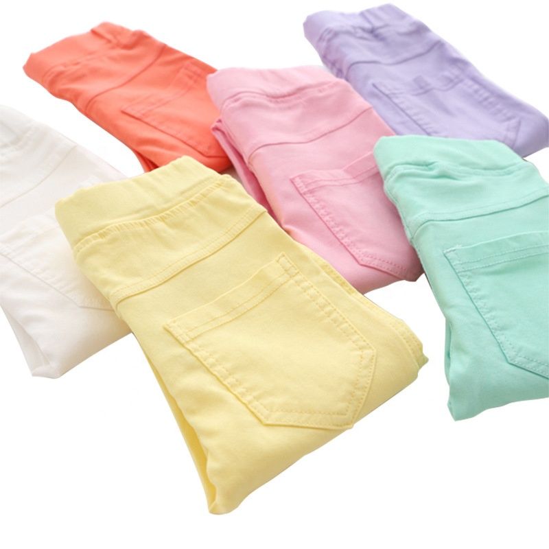 Solid Color Slim All-Match Cropped Pants Candy-Colored Girls' Leggings Children Kids Leggings Tights Young Girls