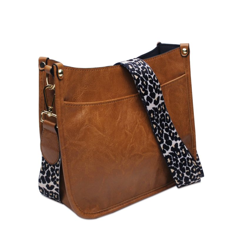 Solid Pu Crossbody Bag with Attractive Long Leopard Shoulder Strap Dma61895