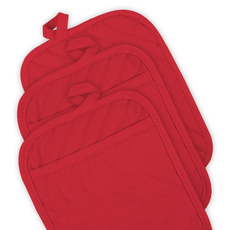 Solid Red Color 100% Cotton Pot Holder with Pocket