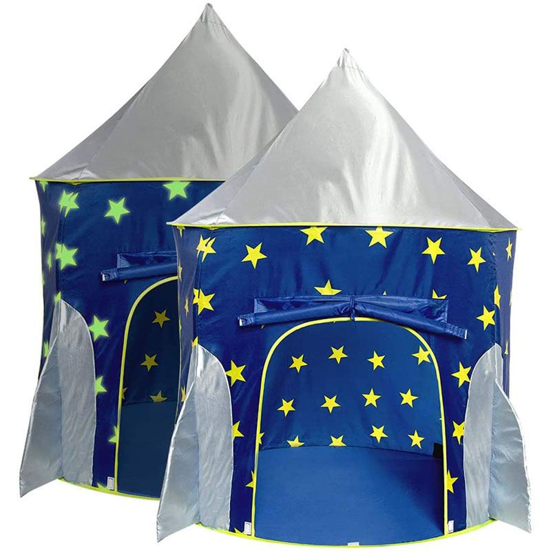 Space Themed Pretend Play Tent Foldable Pop up Star Teepee Playhouse for Boys