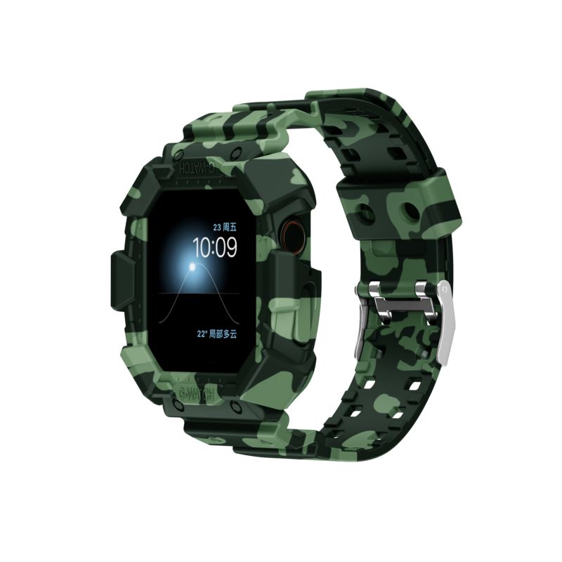 Sport Tpu Jelly Watch Band Shockproof Waterproof Watch Strap with Cover for Apple Watch Band Army