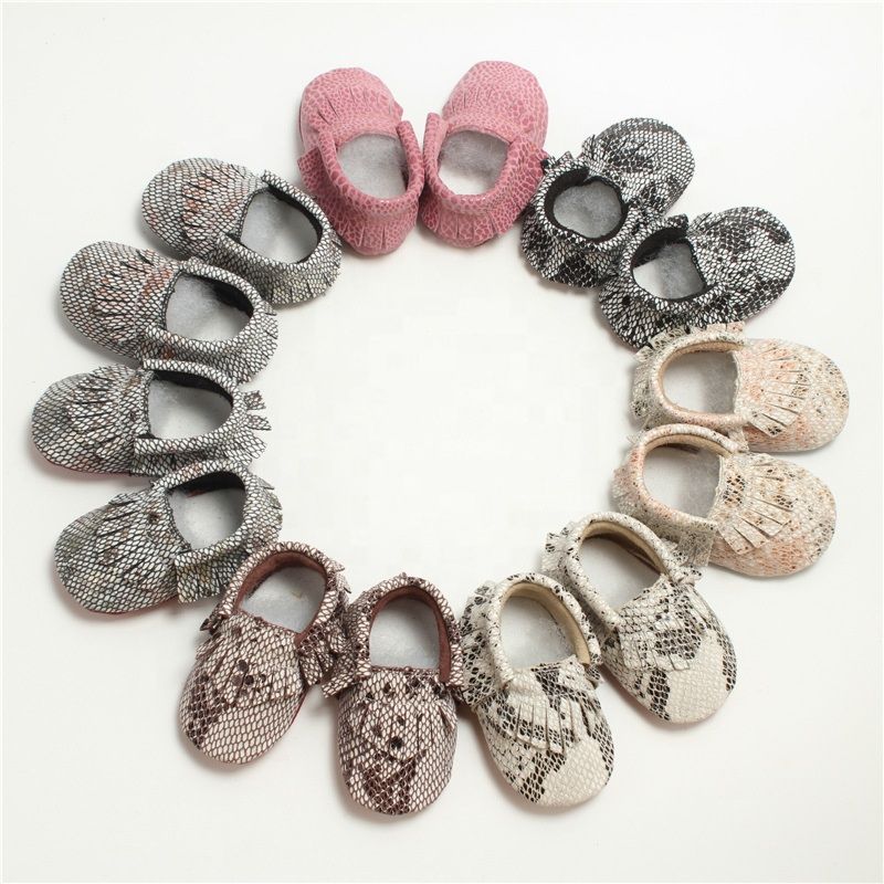 Spring and Autumn Style Kids Leather Snake Skin Baby Walking Shoes Soft-Soled Indoor Floor Shoes Rattlesnake Baby Moccasins