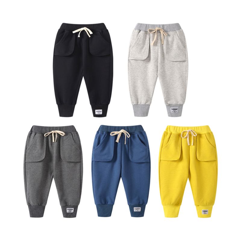 Spring Autumn Colorful Solid Cotton Long Length Children Sweatpants, Kid Casual Sports Pants Alkz182