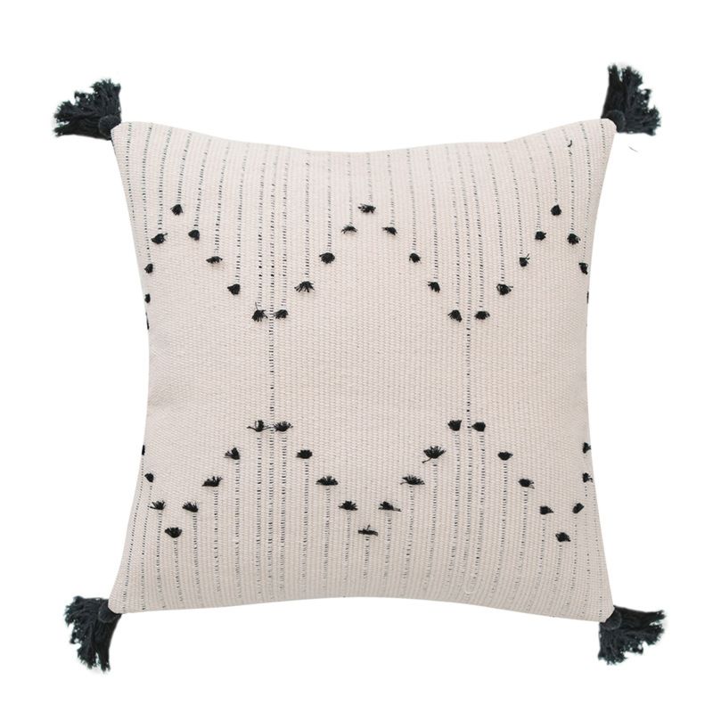 Square Cut Flowers Embroidered Pillow Cover Lumbar Cushions Morocco Tufted Tassel Woven Indian Air Pillow Cushions