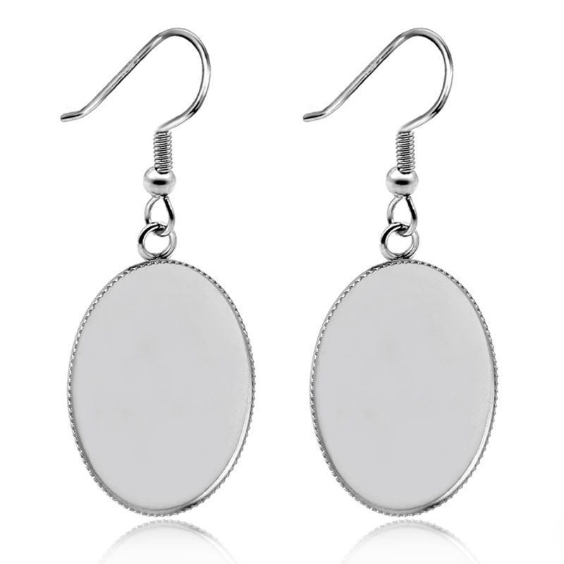 Stainless Steel Cabochon Earring Settings Oval Water Drop 13 * 18/18 * 25Mm Blank Base Diy Ear Hooks Accessories for Jewelry