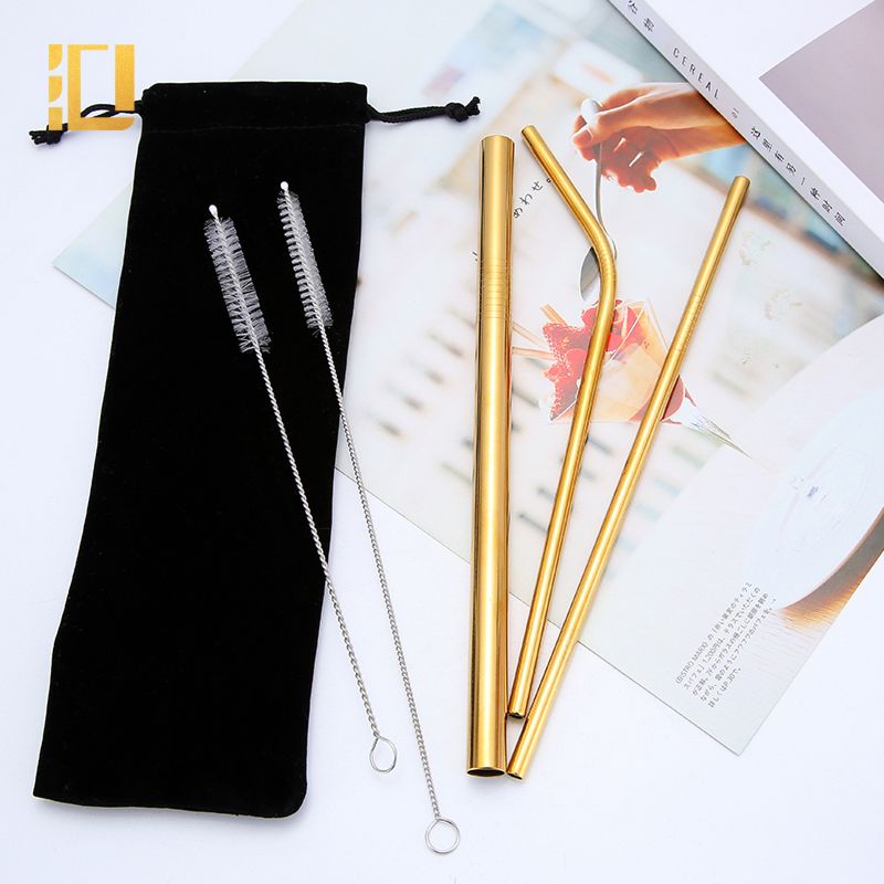 Stainless Steel Drinking Straws Environmentally Friendly Gold Edible Straw Metal Drinking Straws Set