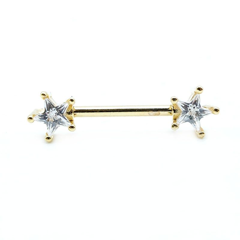 Stainless Steel Nipple Barbell Rings with Clear Star Cz Nipple Piercing Jewelry