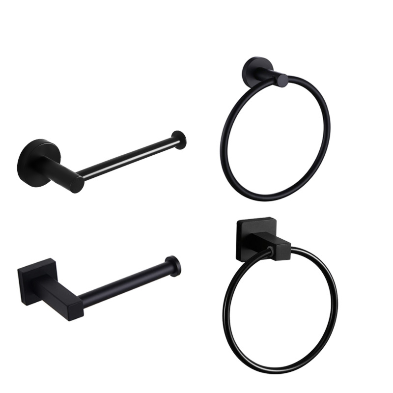 Stainless Steel round Wall - Mounted Black Finished Bath Towel Ring