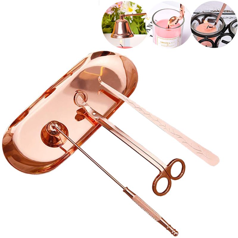 Stainless Steel Wick Trimmer Candle Dipper Wick Snuffer with Tray Candle Accessory Kits Pusison 4Pcs Set Candle Wick Trimmer Set