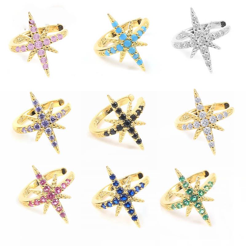 Star Ear Cuff Non Pierced Micro Pave Cz Zircon Small Sized Girl Clip Earring for Women 925 Sterling Silver Jewelry