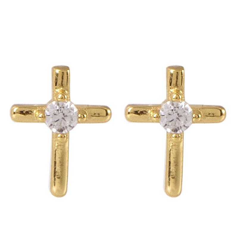Sterling Silver Jewelry Cz Cross Stud Earrings