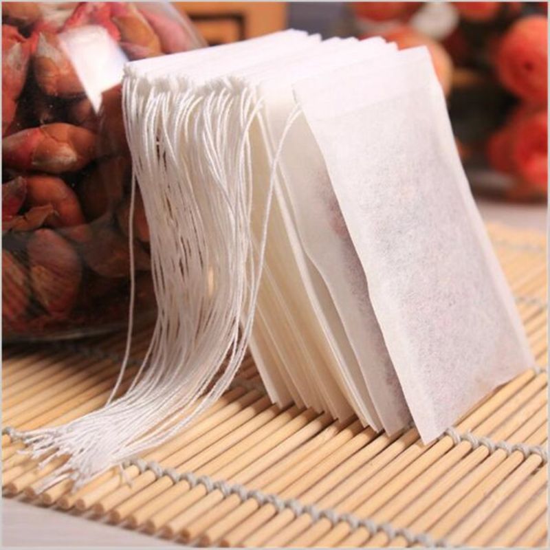 Stock White Biodegradable Drawstring Empty Filter Paper Tea Bag