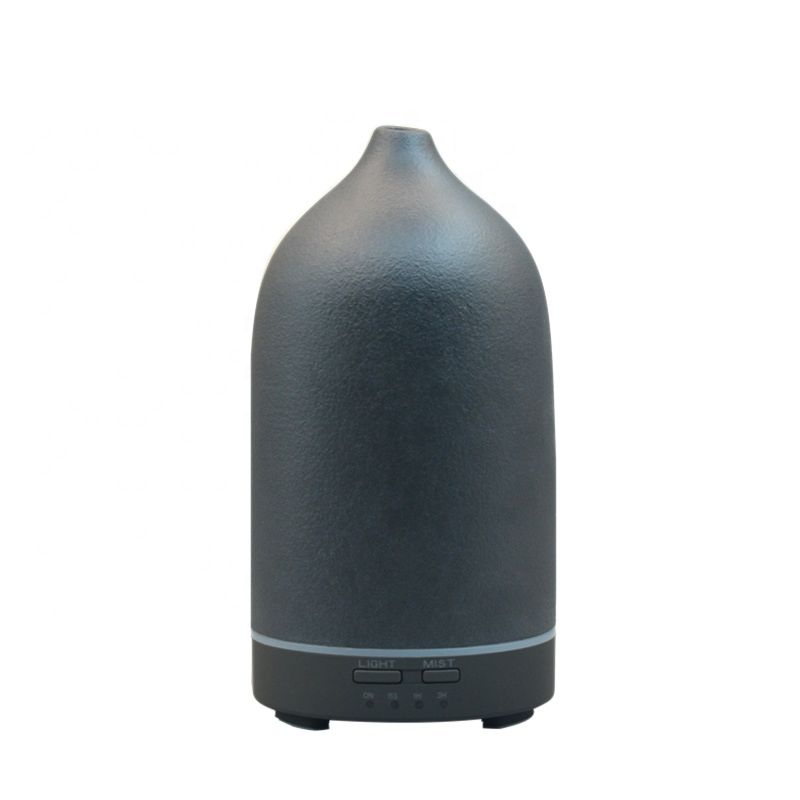 Stone Diffuser in Black, 160Ml Capacity, 3.4In X 7 In,Opitonal Light,Safety-Off Switch,Ultrasonic