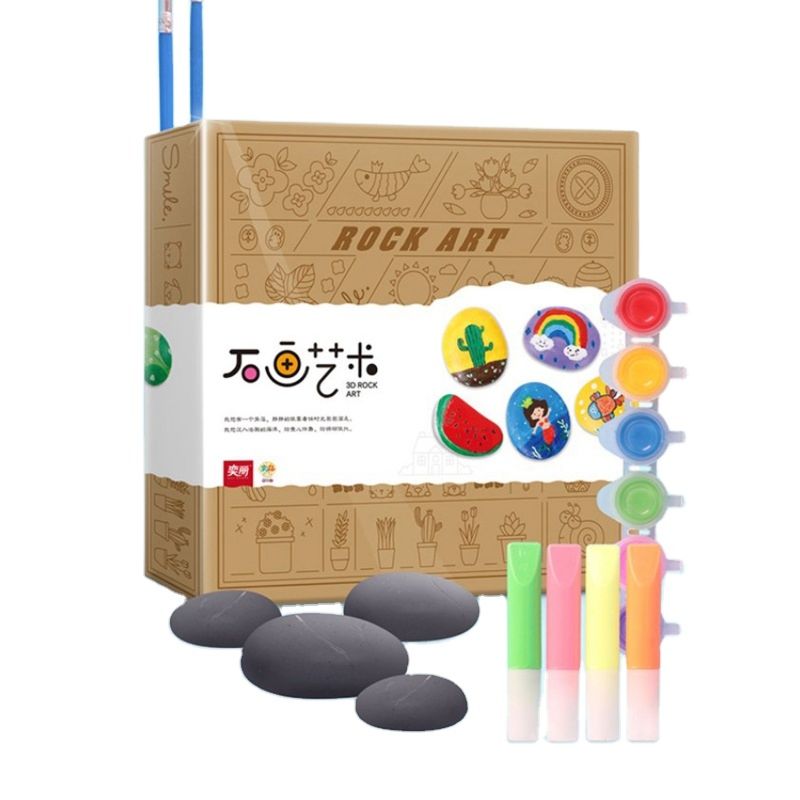 Stone Diy Painting Play Set Kids Creative Drawing Toy Rock Painting Kits